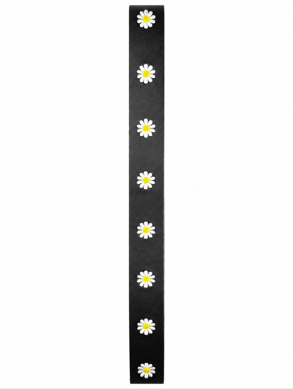 👚 NWOT Youth XL Daisy Flower Embroidered Black Faux Leather Belt Boho Floral
